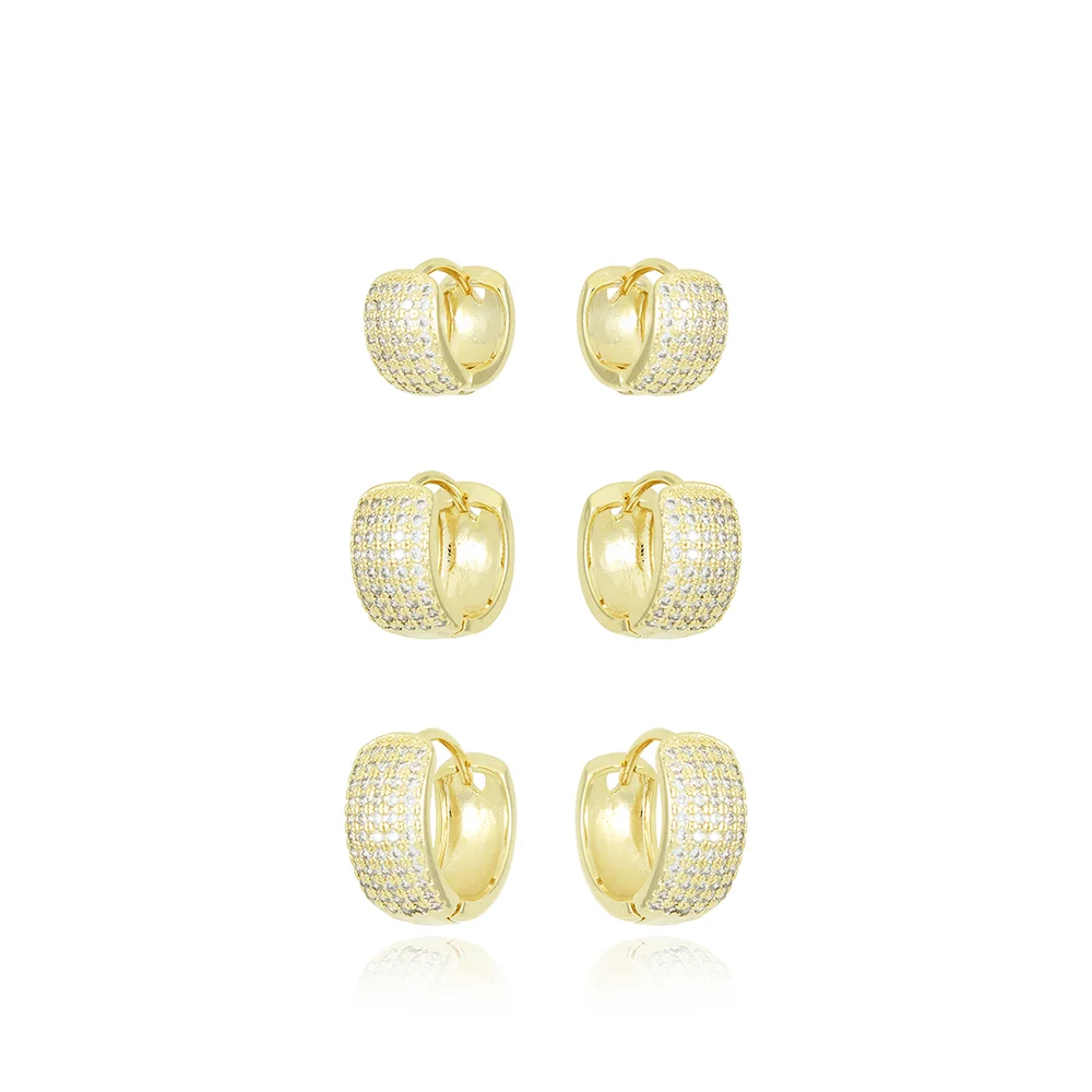 BRINCO TRIO ARGOLAS CRAVEJADAS CRISTAL