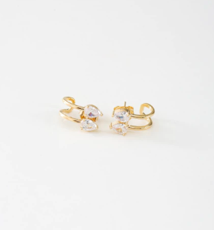 BRINCO EAR CUFF GOTA ZIRCONIA OURO