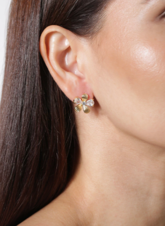 BRINCO FLOR C/ ZIRCONIAS CRISTAL