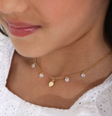 CHOKER CORAÇÃO COM ZIRCONIAS INFANTIL OURO