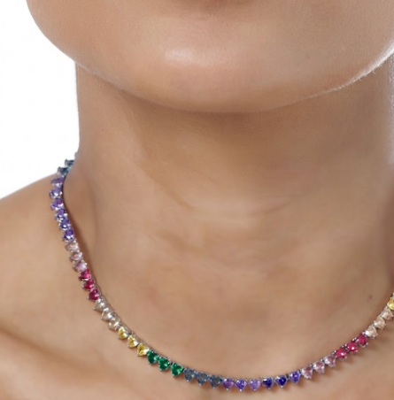 CHOKER RIVIERA CANDY COLOR CORAÇÃO 3 GARRAS OURO