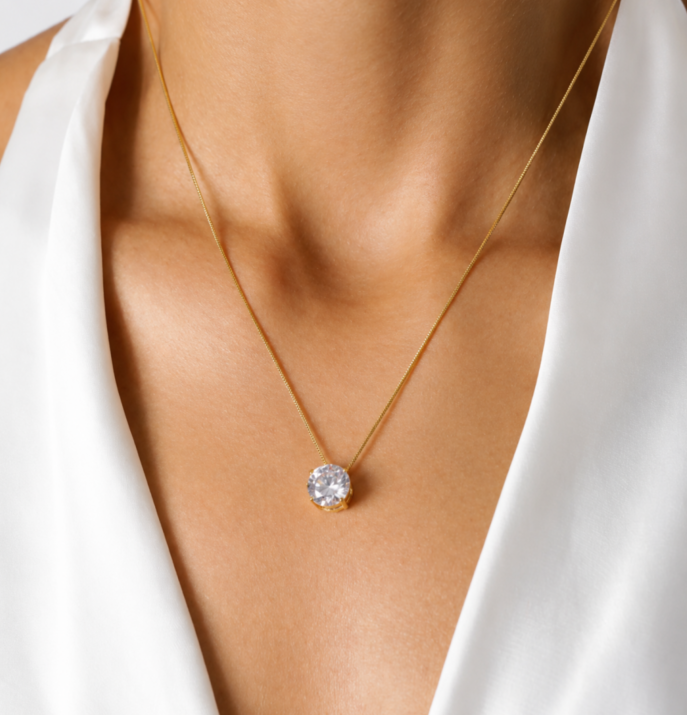 COLAR PONTO DE LUZ ZIRCONIA 10MM OURO