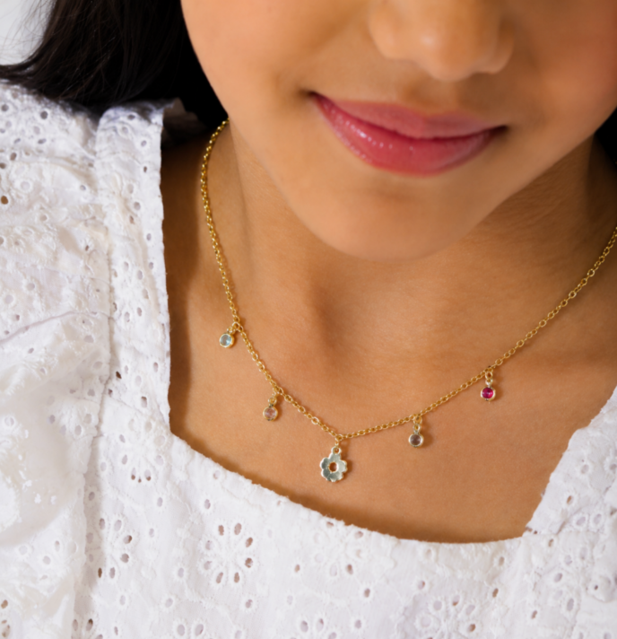 COLAR FLOWER COM ZIRCONIA COLOR KIDS