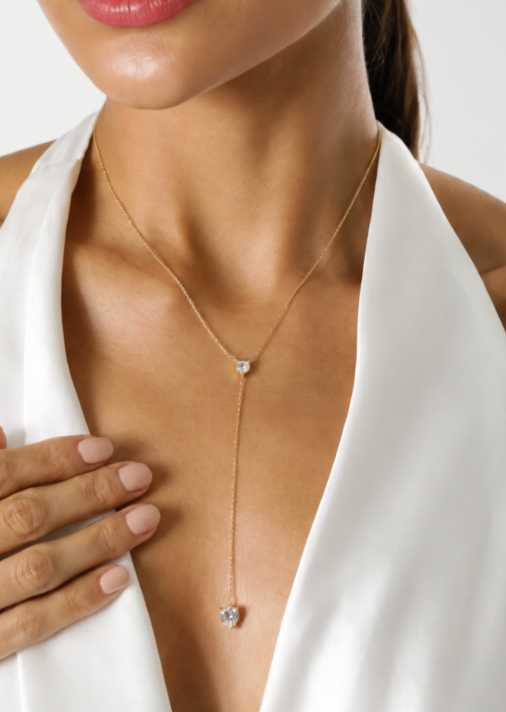 COLAR CORAÇÃO GRAVATINHA ZIRCONIA