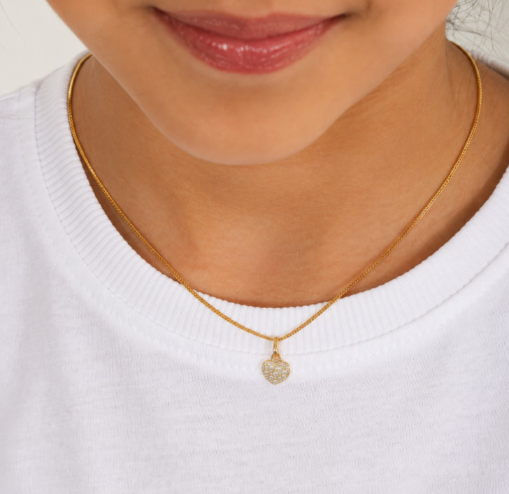 COLAR CORAÇÃO CRAVEJADO INFANTIL OURO