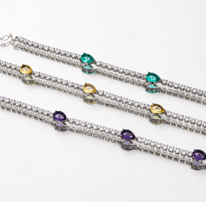 PULSEIRA RIVIERA COM PEDRAS ELEGANCE ROD COR:AMETISTA