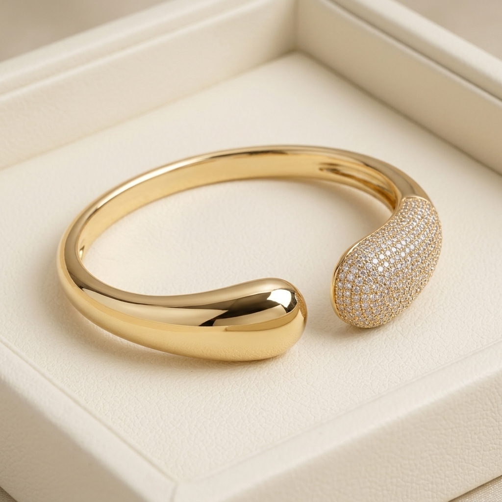 BRACELETE DUO LISO CRAVEJADO CRISTAL