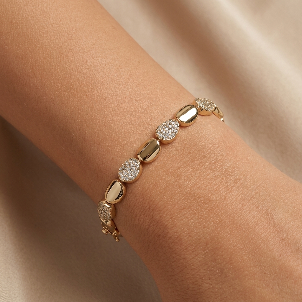 PULSEIRA ELOS OVAIS E CRISTAL