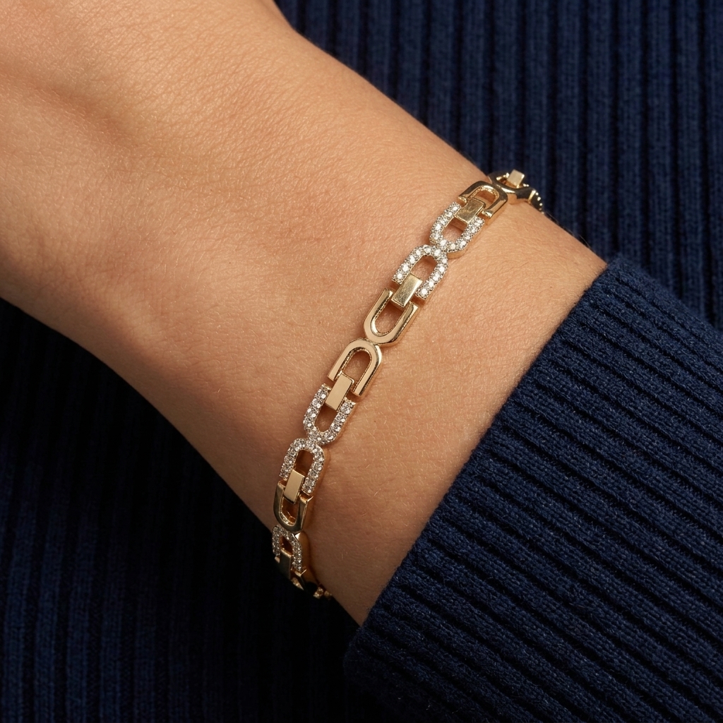 PULSEIRA ELOS INTERCALADOS C/ CRISTAL