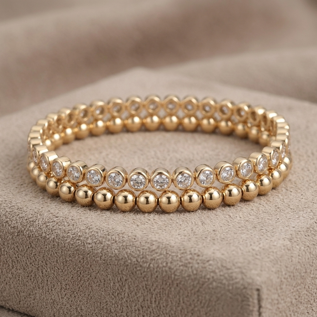 PULSEIRA C/ BOLINHAS LISAS E ZIRCONIAS