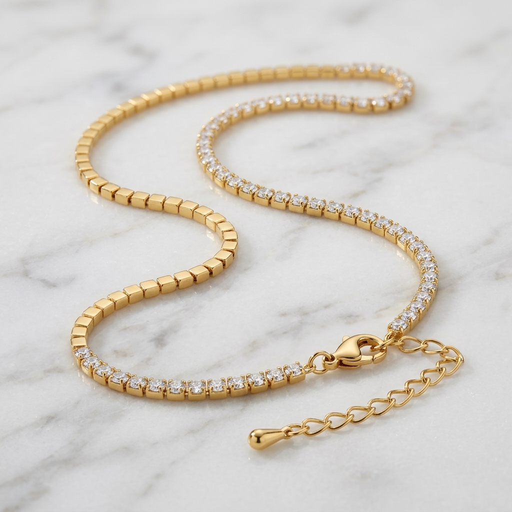 CHOKER RIVIERA CRISTAL 2,5MM OURO